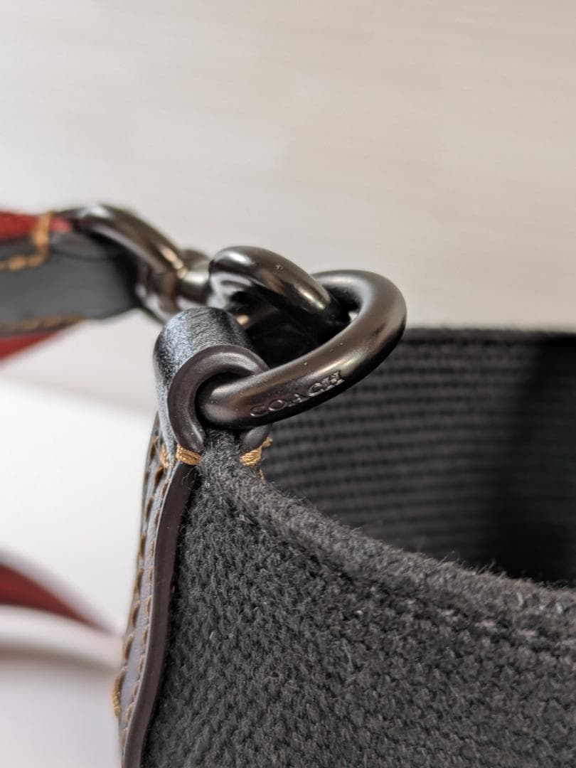 コーチCOACH トートショルダーバッグ ブラックキャンパス地＆レザー