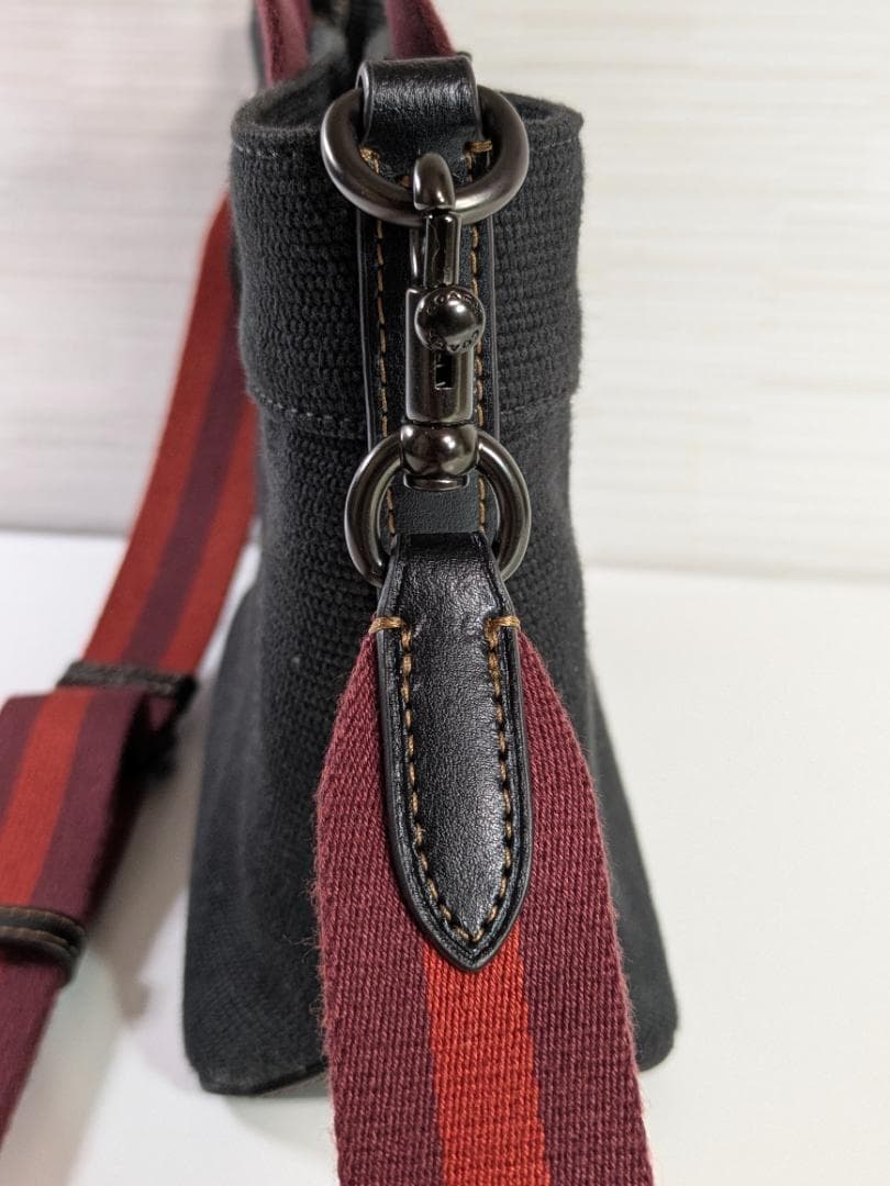 コーチCOACH トートショルダーバッグ ブラックキャンパス地＆レザー