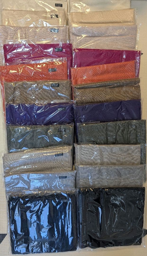 ネパール直輸入・カシミヤ100% ストール 22枚セット（11色×各2枚）