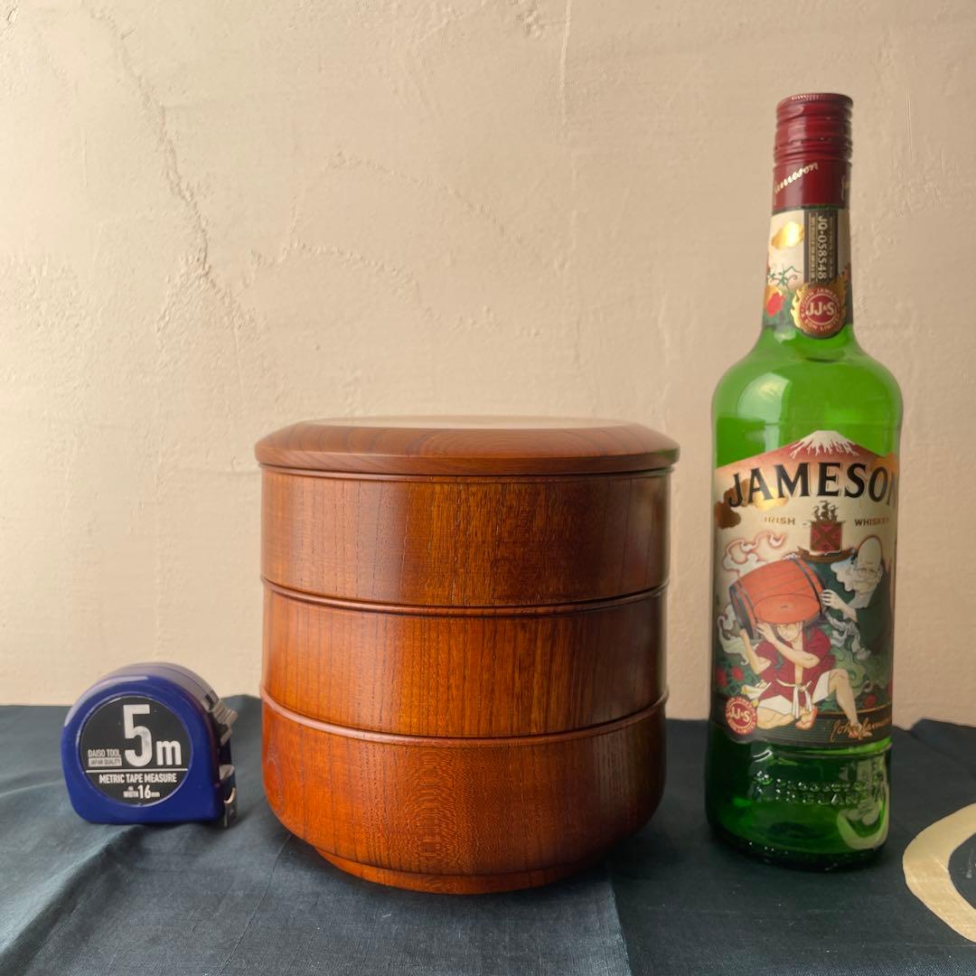 群馬　十石塗　銘木漆器　木製　重箱 3段　無垢材　くり抜き　欅材　ケヤキ　日本製