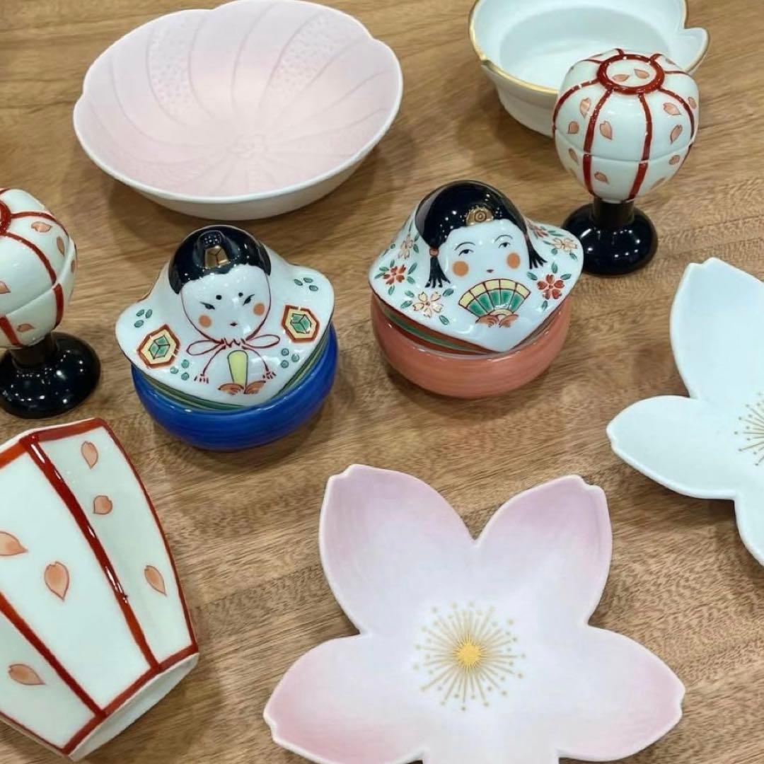 【☆特別価格☆】【新品】【大人気】有田焼幸楽窯　雛人形&ぼんぼり珍味入4点セット