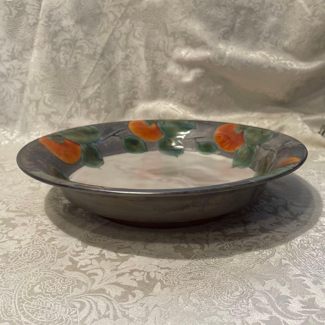 清水焼【土淵陶葊】深皿 柿柄