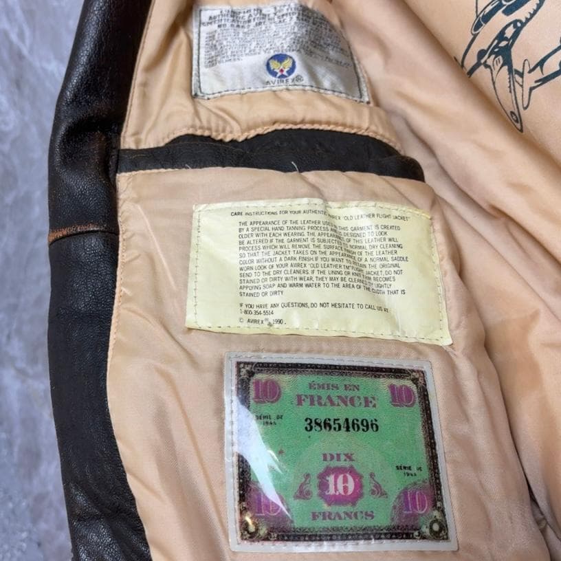 大きい AVIREX A2 フライトジャケット バックプリント シールブラウン