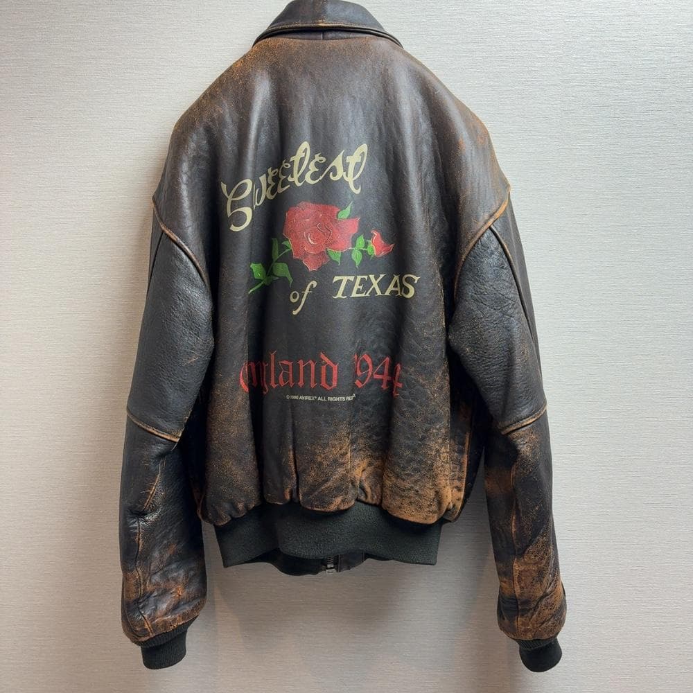 大きい AVIREX A2 フライトジャケット バックプリント シールブラウン