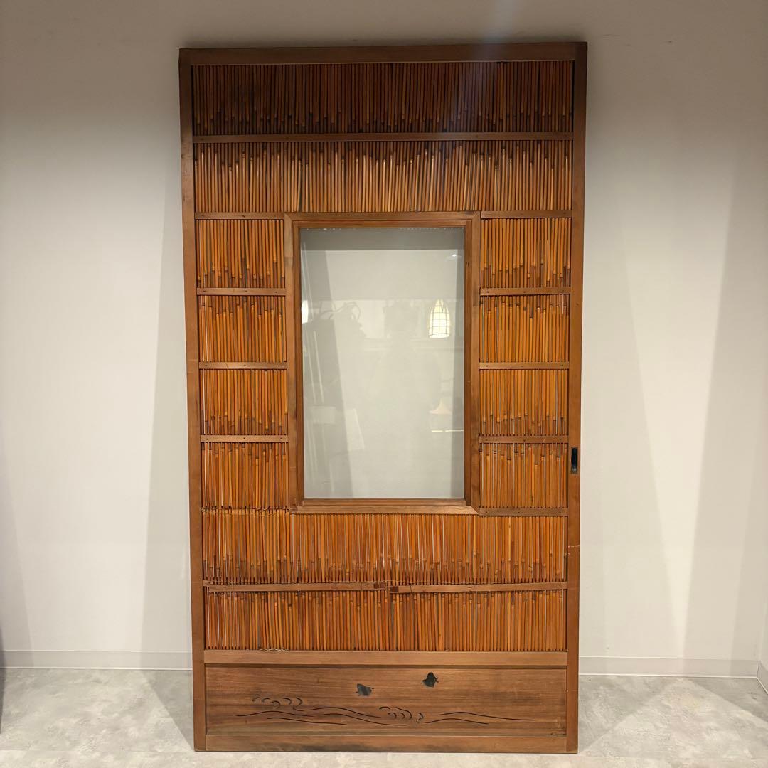 古い建具 ガラス戸 1枚 簾戸 すど 葦戸よしど 夏障子 御簾戸 1/4