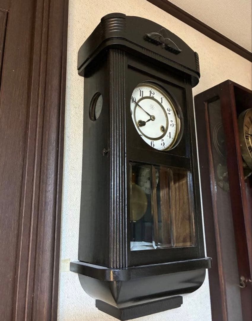 ドイツ製　ユンハンス　柱時計　掛け時計　古時計　アンティーク　琺瑯