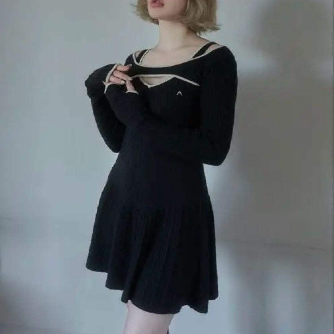 アンドマリー nana cable flare mini dress