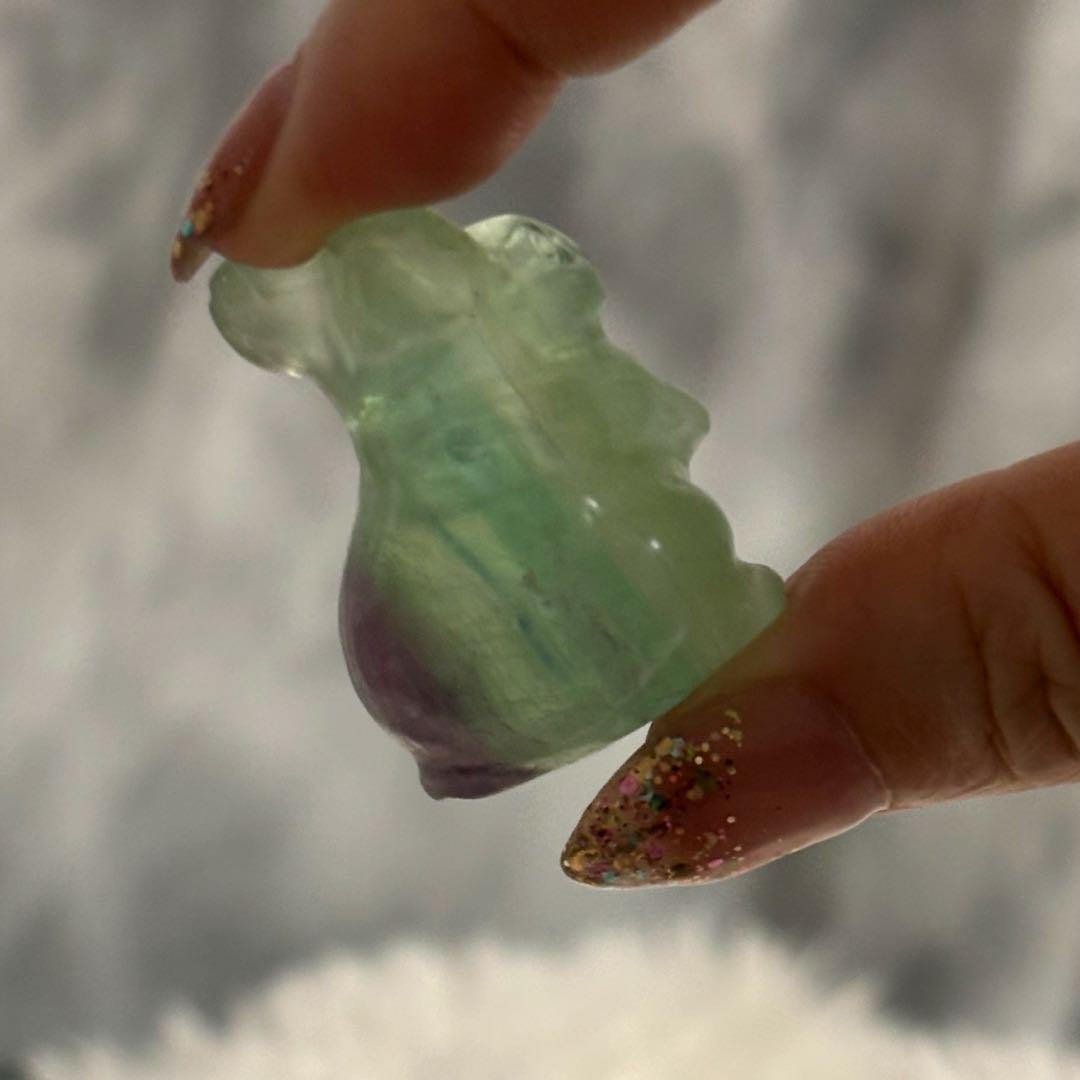 天然石 フローライト ウサギ カービング 置物 うザギ