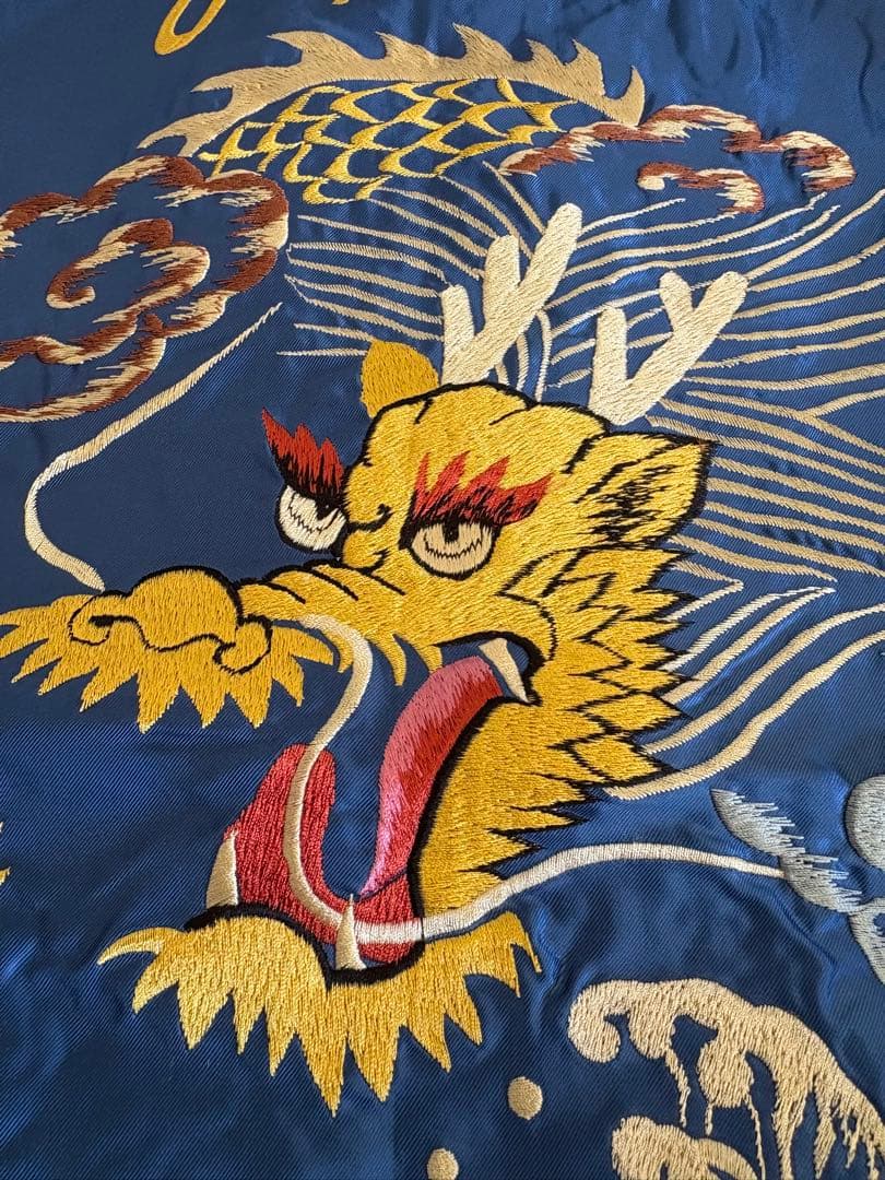 テーラー東洋　スーベニアジャケット　ホワイトタイガーxゴールドドラゴン　サイズL