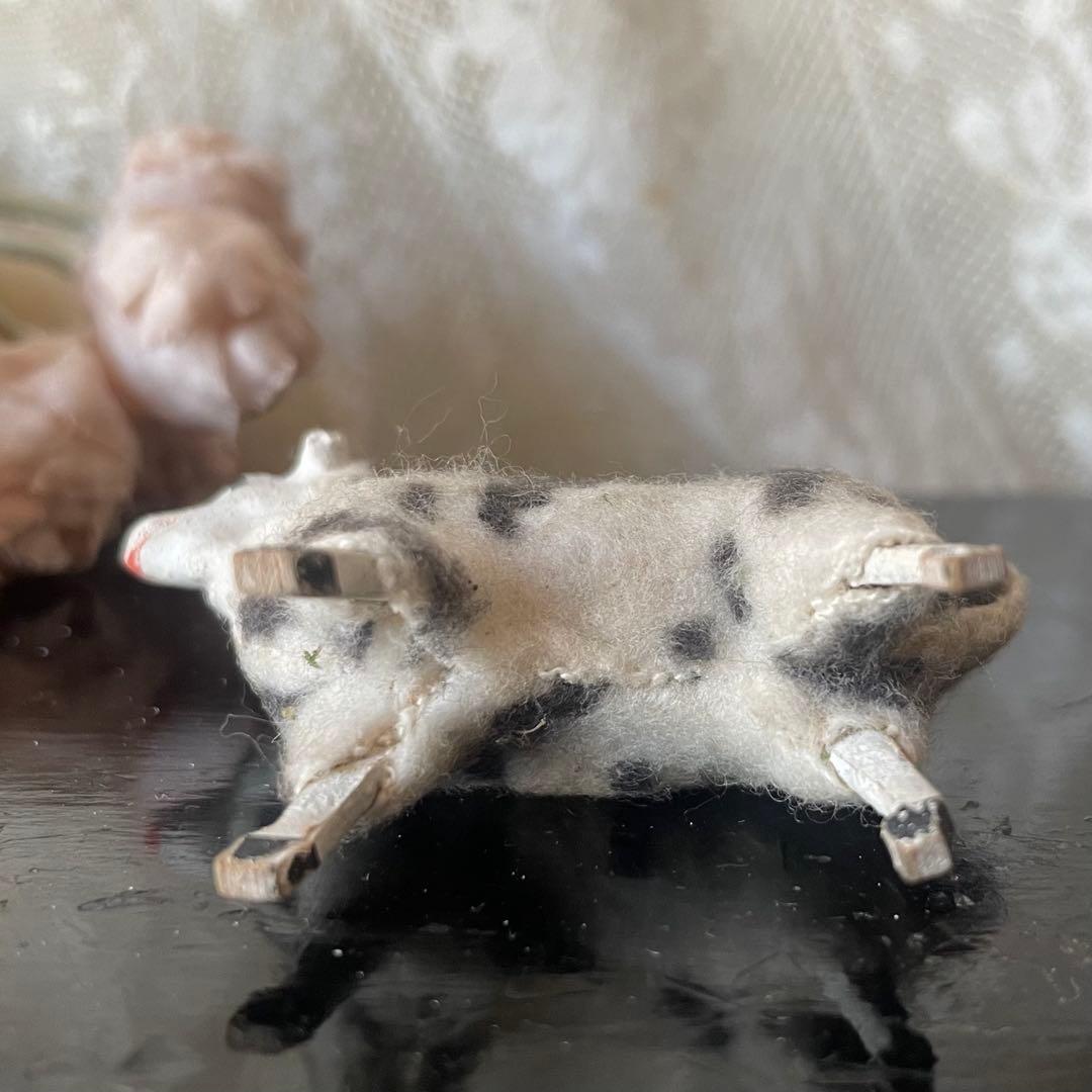 【レア】ブチ模様ミニ羊 シープ オブジェ フィギュア フランスアンティーク