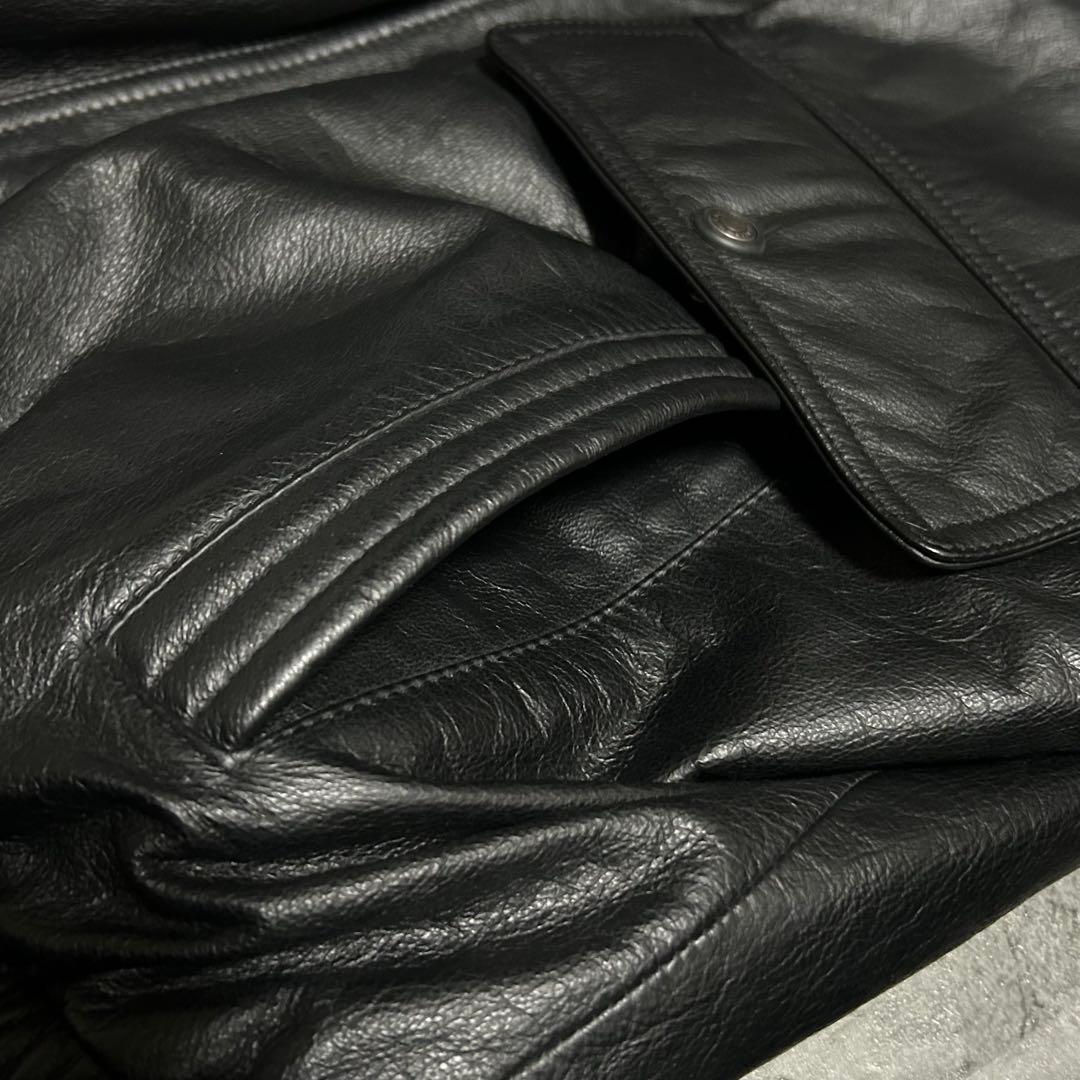 未使用級 90's DURANTE レザージャケット 本革 ボンバー ブラック