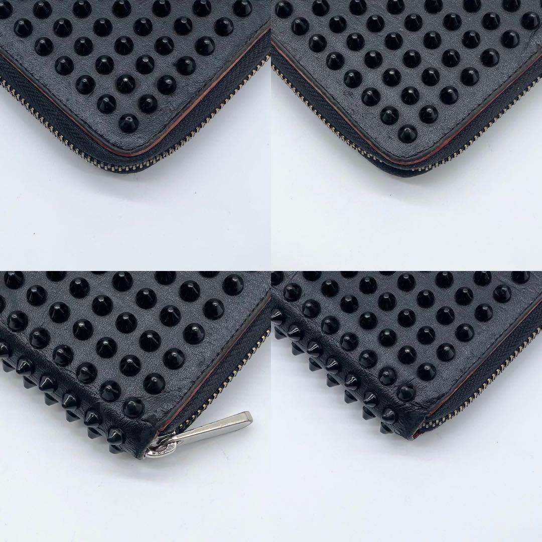 【美品】 クリスチャンルブタン 長財布 レザー ラウンドファスナー ロゴ 黒