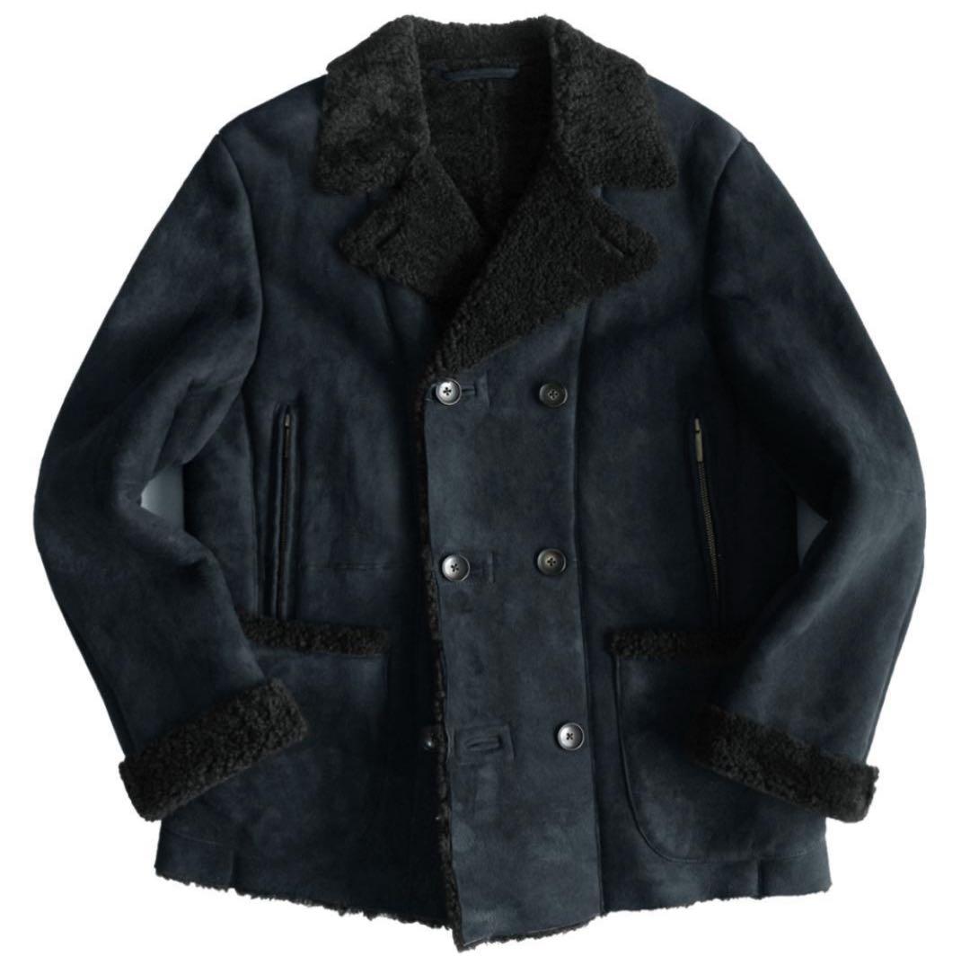 超希少allegri英国製羊革ムートンPコート未使用L