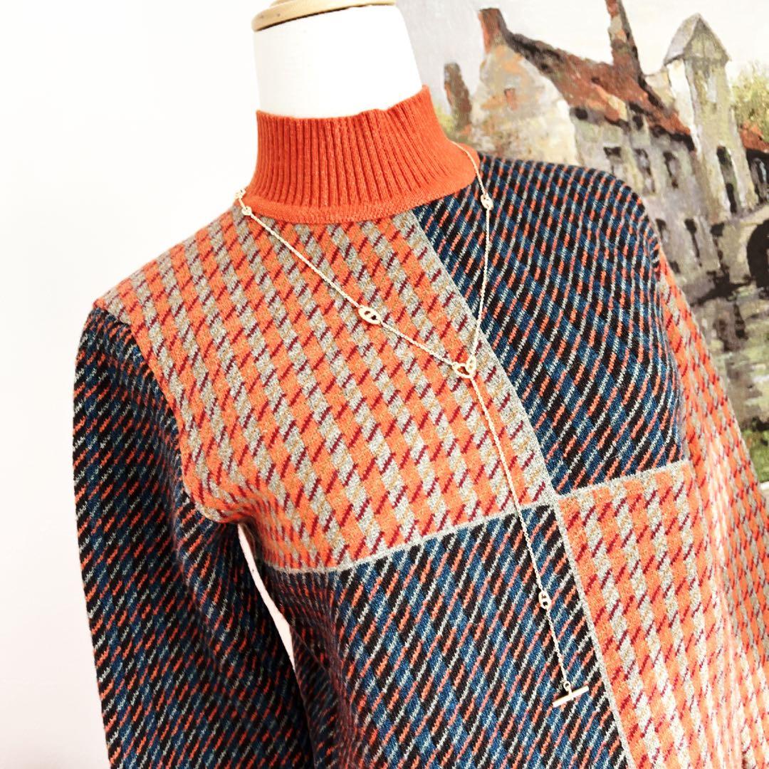 極美品　HERMÈSエルメス ハウンドトゥース カシミヤ トップス　セーター