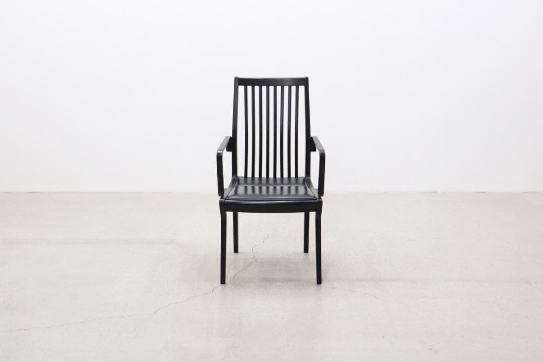 在庫4脚 天童木工 アーム 本革 ダイニングチェア ヴィンテージ レトロ 黒 1