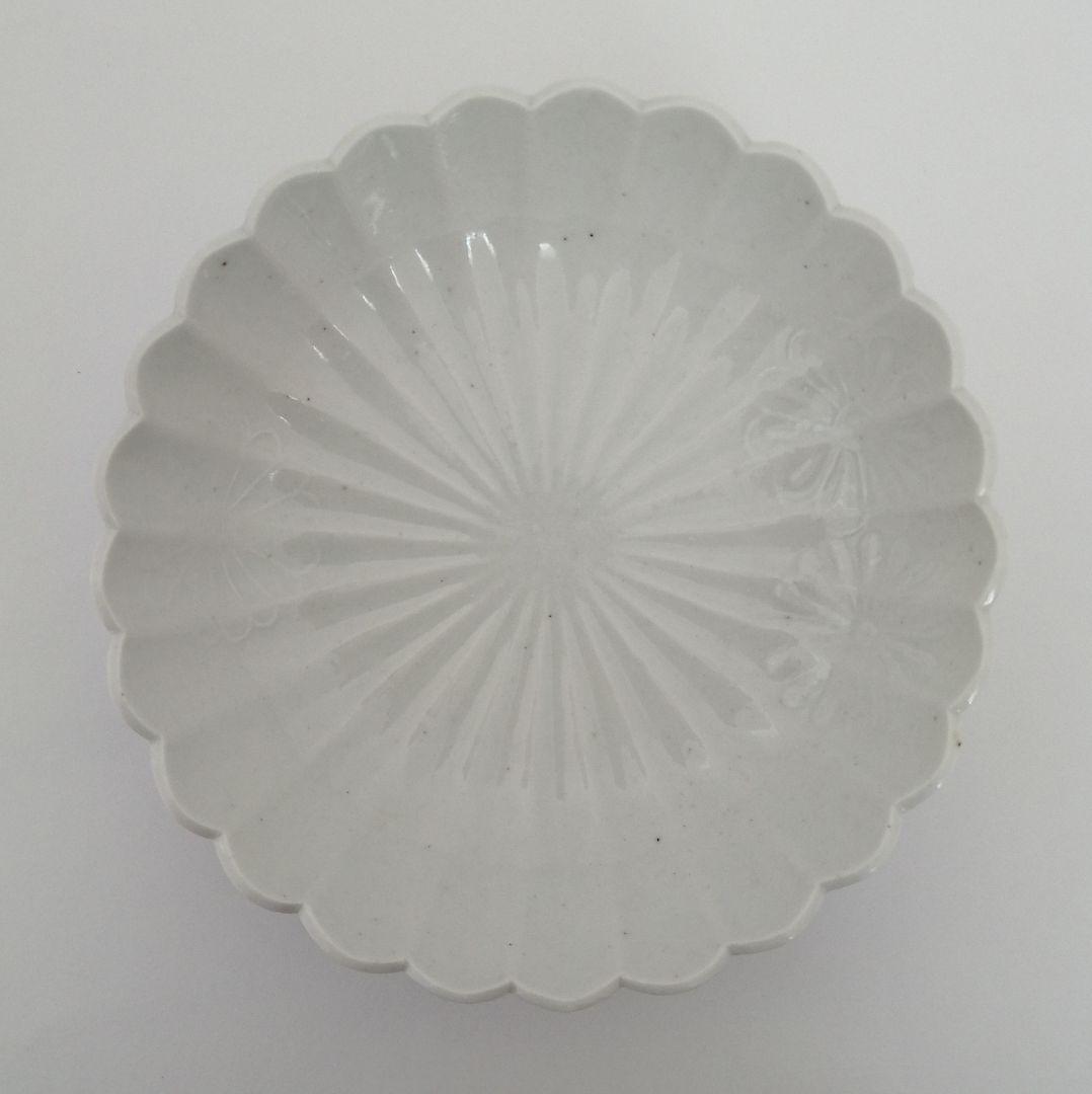 古伊万里　江戸中期　柿右衛門　白磁　菊花　なます皿　２客