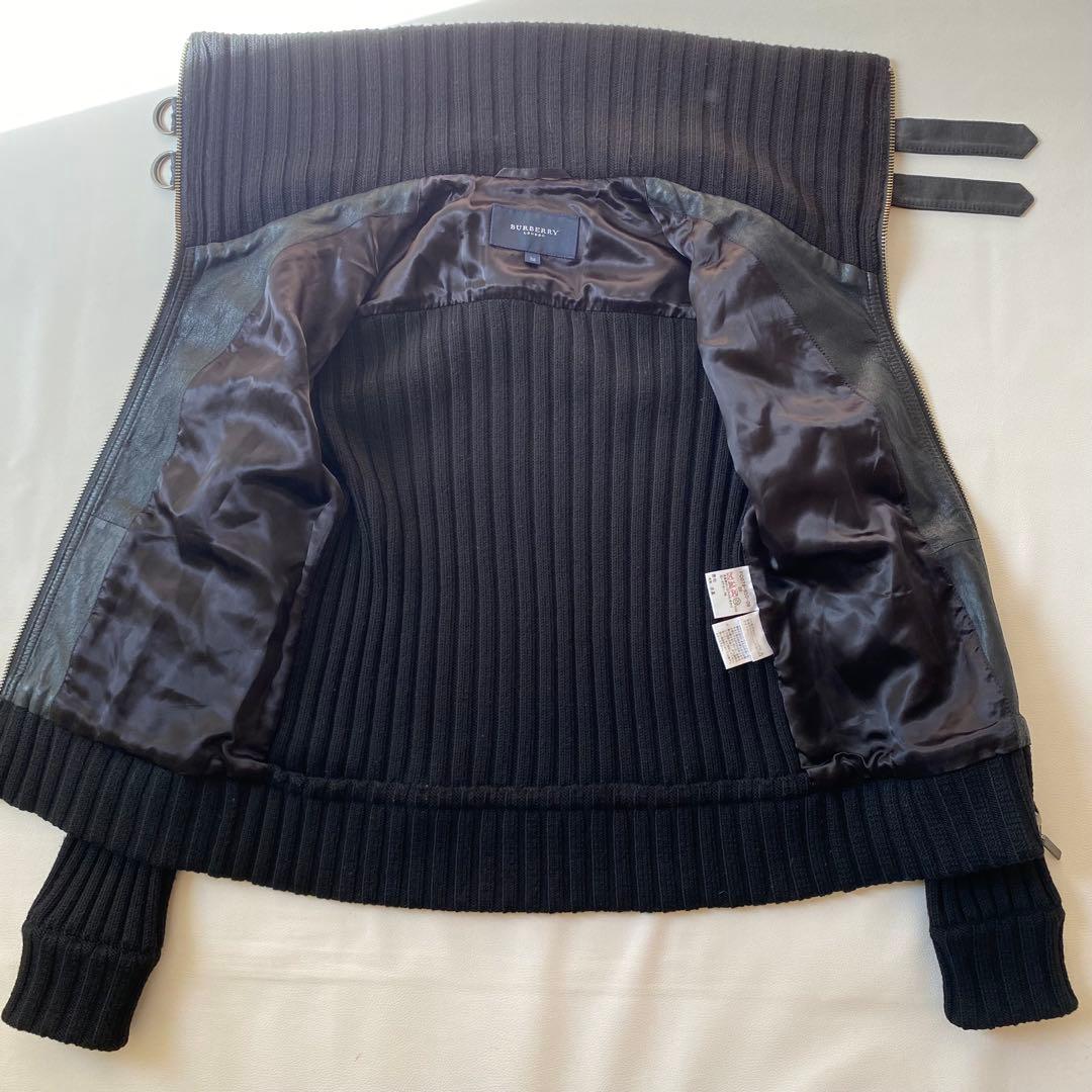 【美品】バーバリーロンドン　レザージャケット　リブニット切替　2way仕様　38