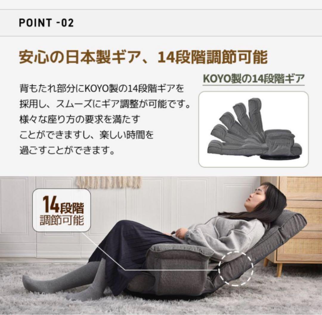 新品　座椅子　ハイバック　リクライニングチェア　回転式　1人掛け　ネイビーブルー