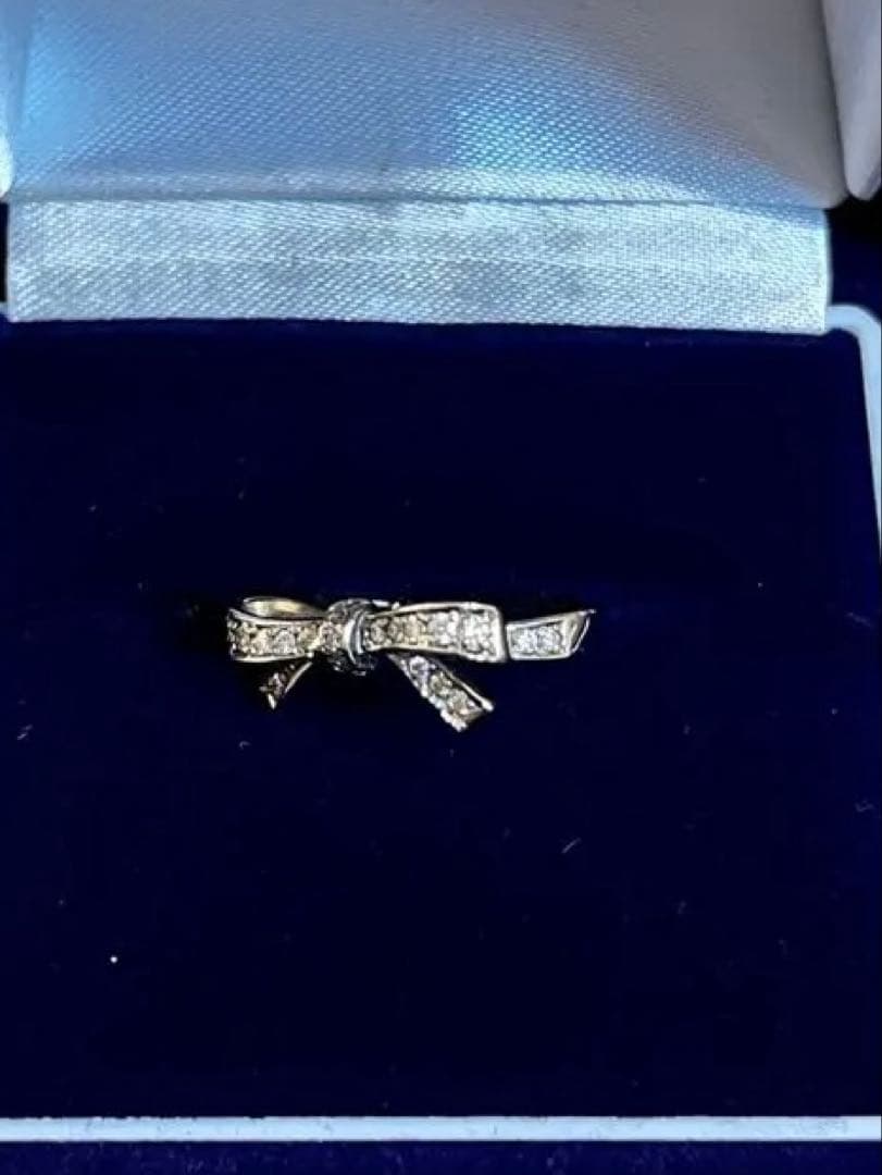 k18 wg リボン ダイヤ リング ホワイトゴールド 8号