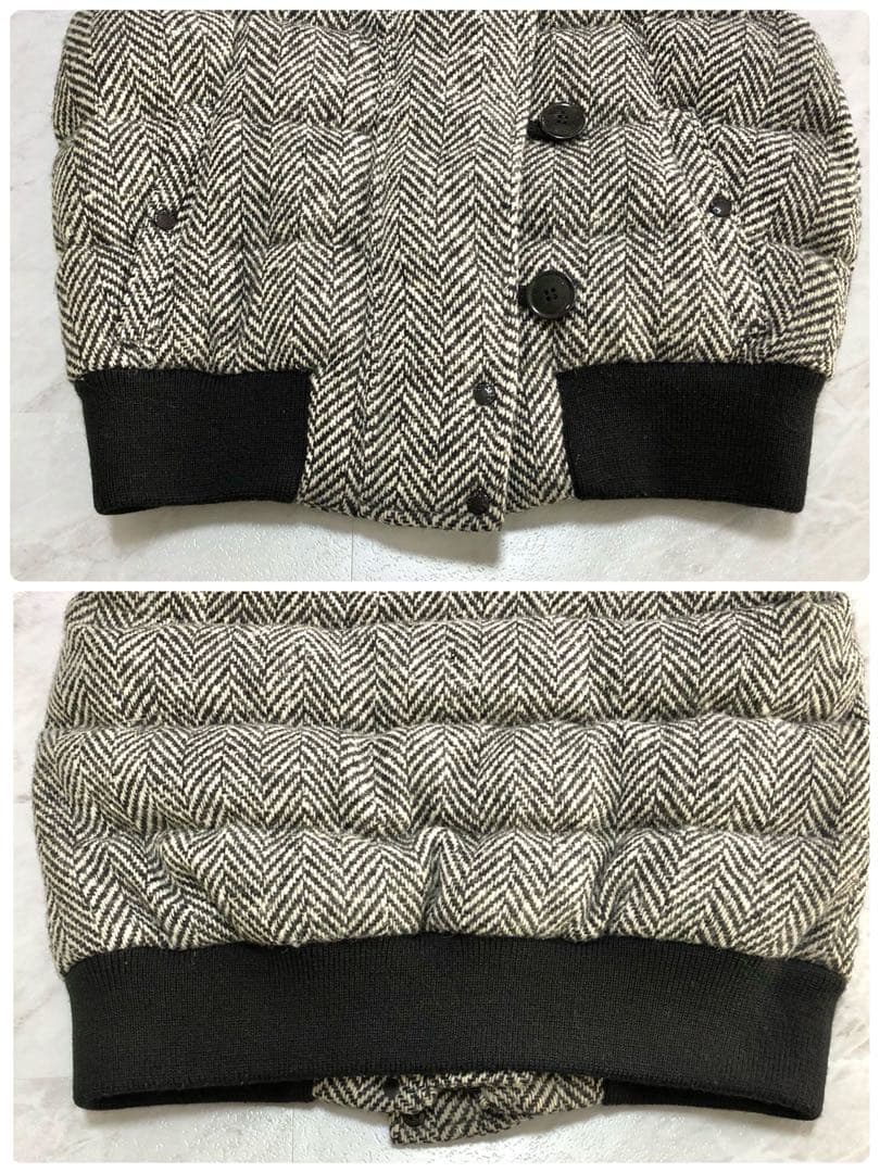 【極美品】 MONCLER ダウンベスト ファー ヘリンボーン 2WAY ロゴ