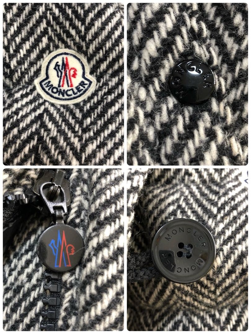 【極美品】 MONCLER ダウンベスト ファー ヘリンボーン 2WAY ロゴ