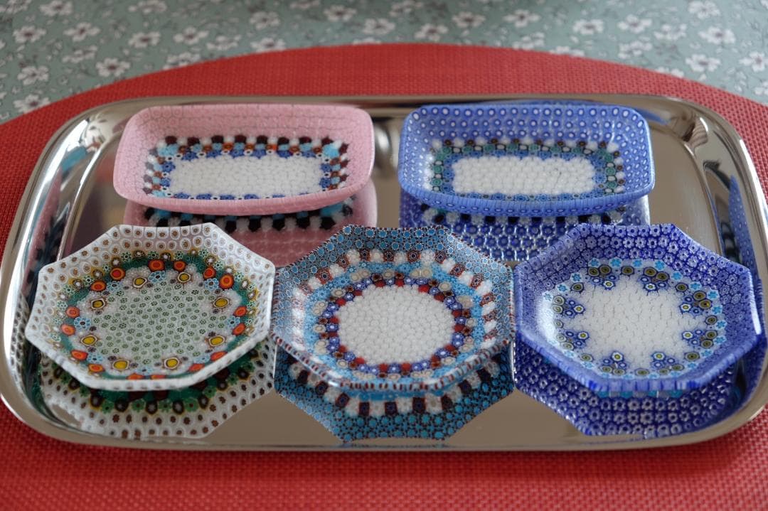 ムリーニ プレート ミルフィオリ ガラス 皿 ワイングラス 江波冨士子 田子美紀