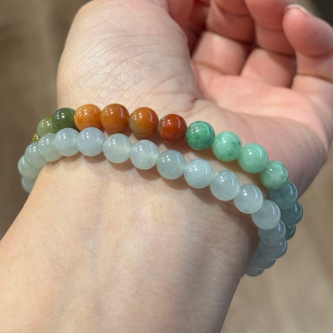 ミャンマー産天然本翡翠　A貨　氷種　糯種　七色　ブレスレット