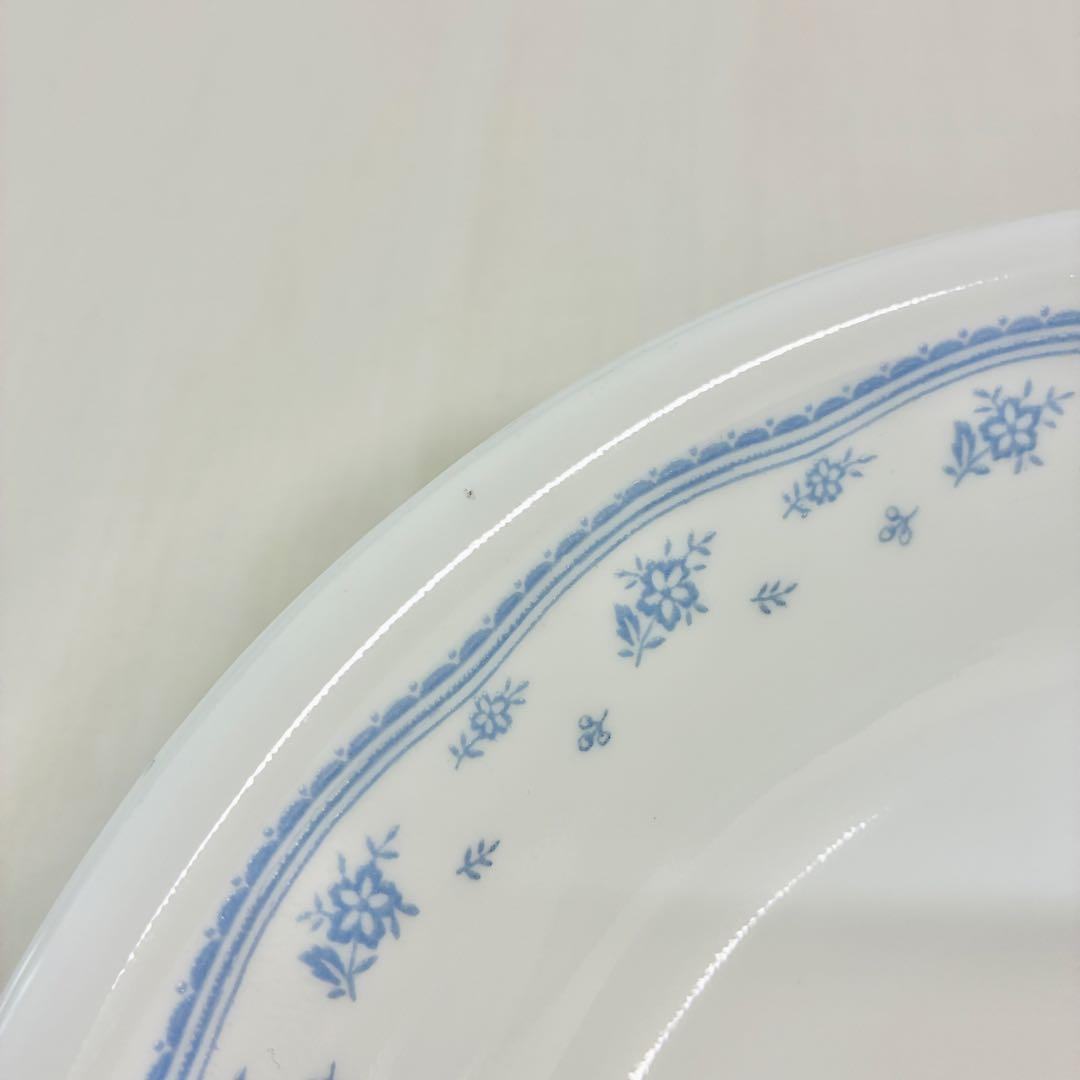 食器まとめ売りコレール深皿21.5cm10枚セット水色花柄パスタ皿シチュー皿