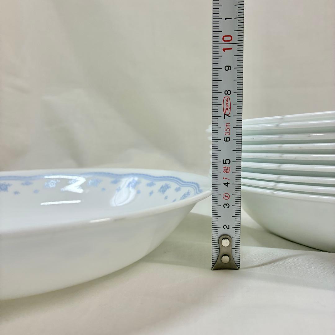 食器まとめ売りコレール深皿21.5cm10枚セット水色花柄パスタ皿シチュー皿