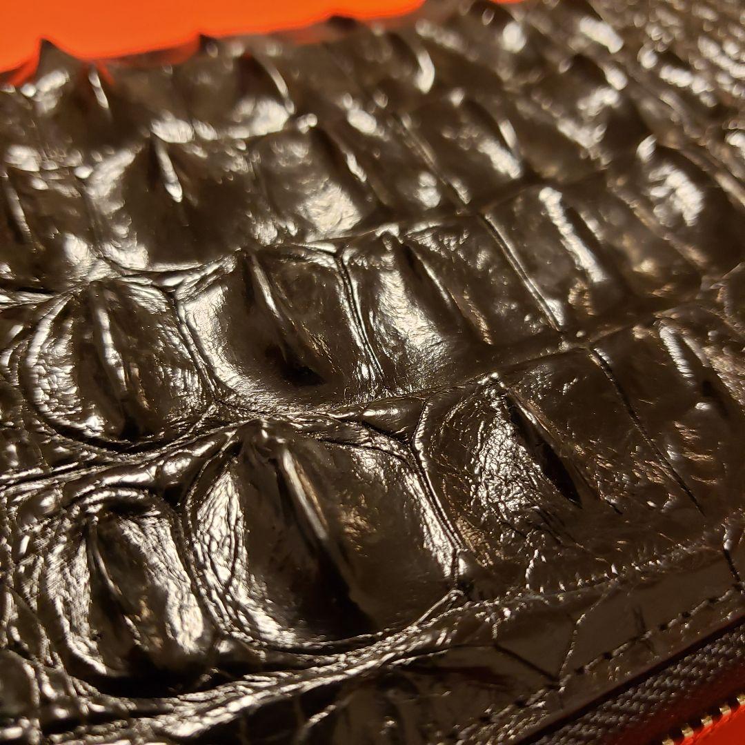 【高品質ワニ革】シャムワニ、クロコダイルレザーのダブルファスナー長財布