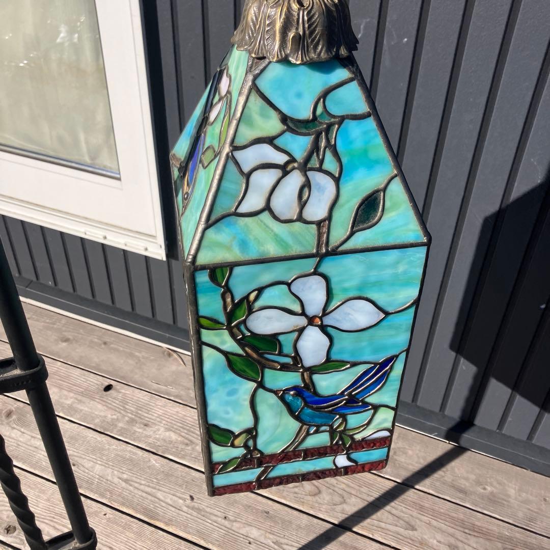 ステンドグラスランプ アイアンスタンド フロアランプ 鳥 花柄 フロアスタンド