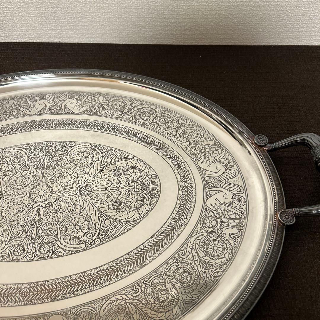 クリストフル　オーバルトレイ　サービスプレート　　シルバー　精巧細工
