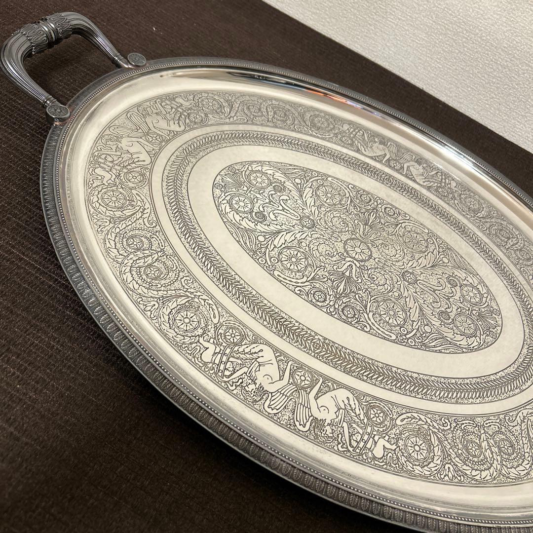 クリストフル　オーバルトレイ　サービスプレート　　シルバー　精巧細工
