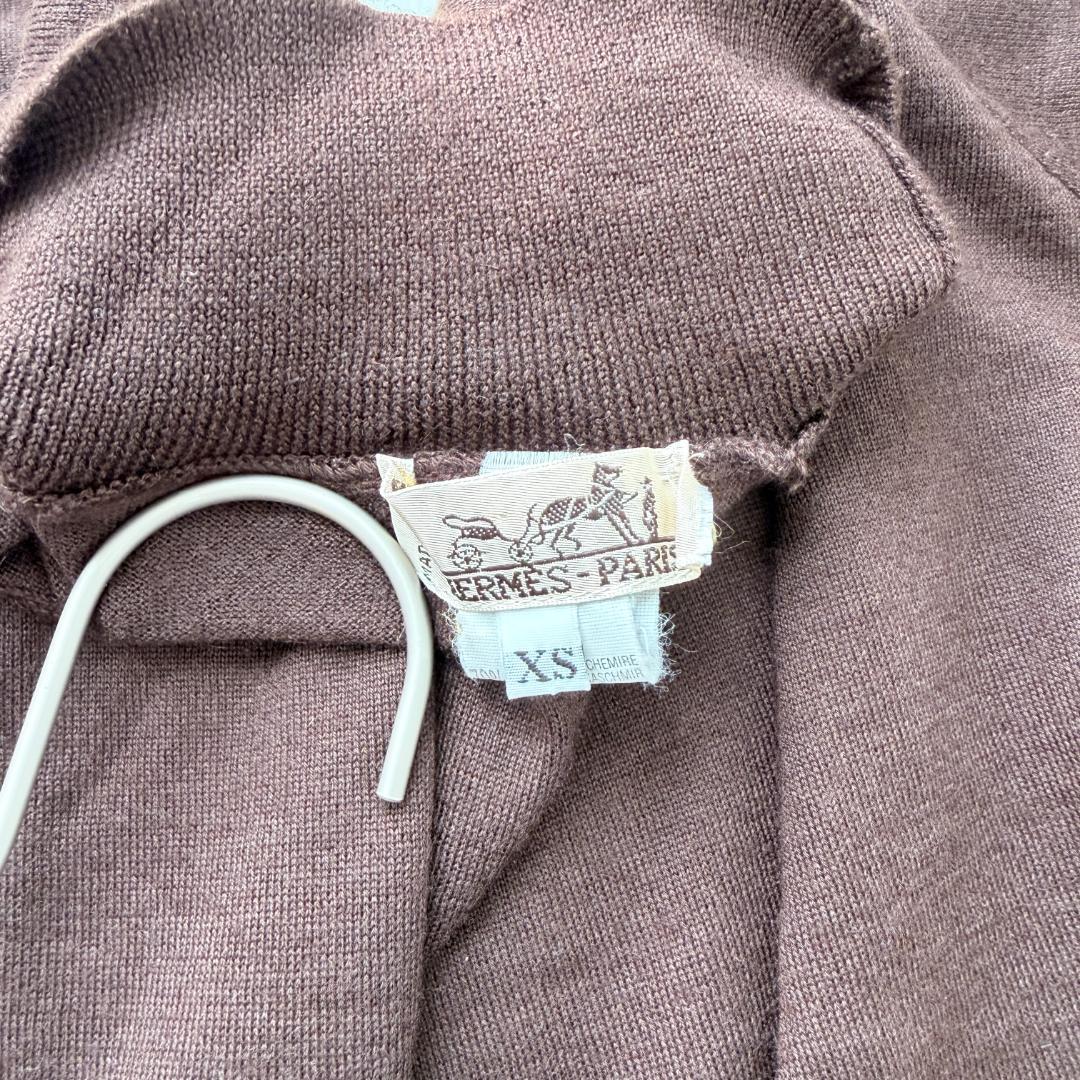 美品・希少✨エルメス 金ボタン　カシミヤ　モックネックニットセーター　シルク