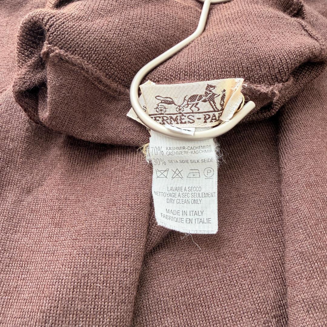 美品・希少✨エルメス 金ボタン　カシミヤ　モックネックニットセーター　シルク