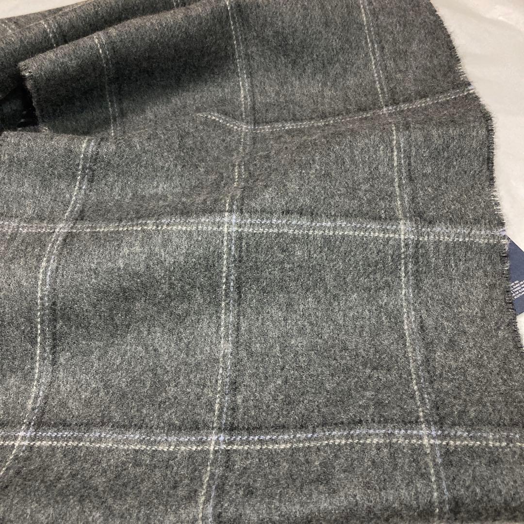 新品 ジョンストンズ カシミヤ100％ 中判 リバーシブル グレー 国内正規品