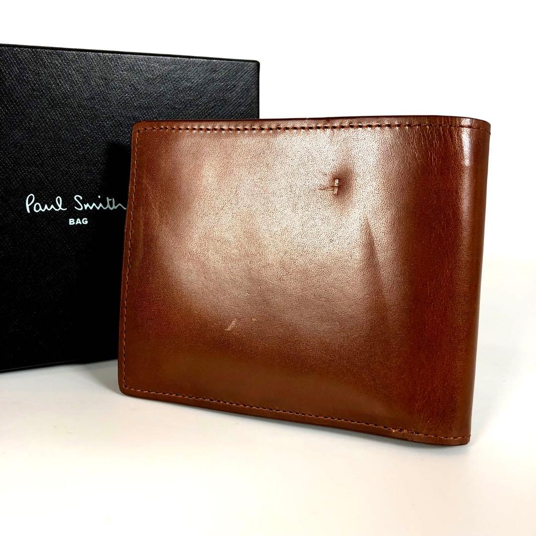 新品 ポールスミス 二つ折り財布 コンパクト レザー 財布　茶　70C834