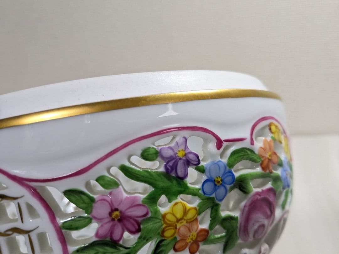 ヘレンド ファンタジー ボンボニエール 大型 透かし彫刻