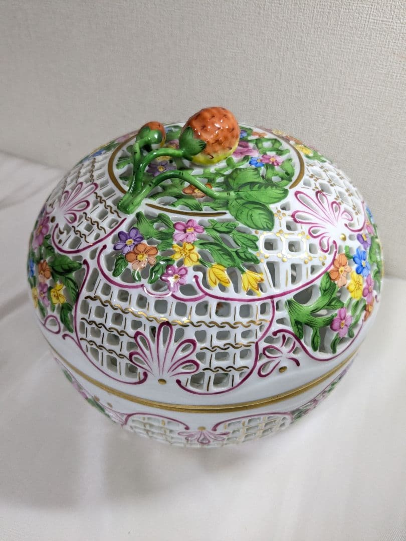 ヘレンド ファンタジー ボンボニエール 大型 透かし彫刻