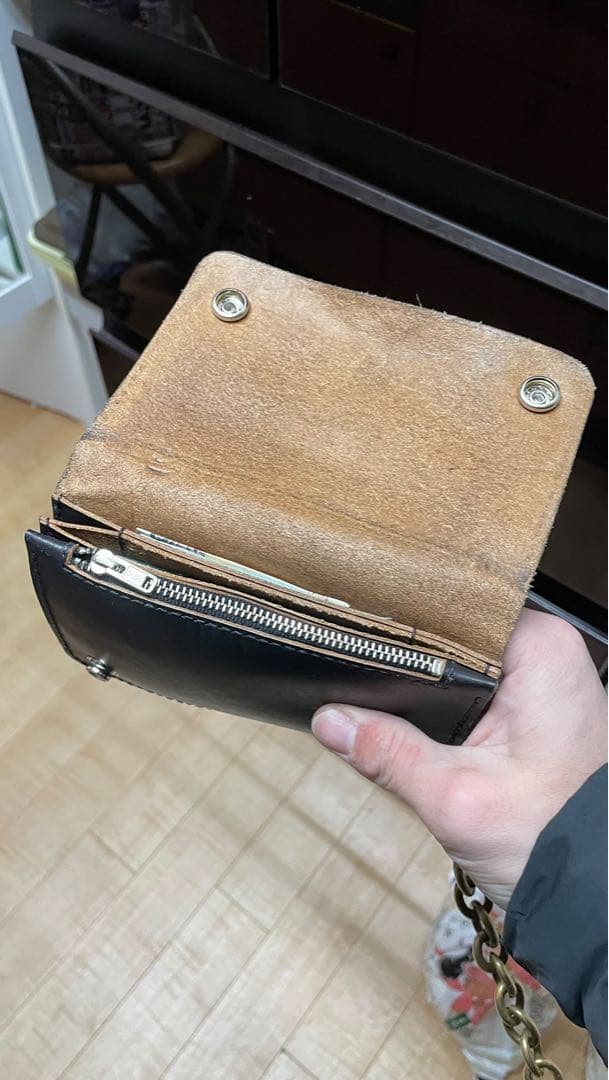 ロングトラッカーウォレット　三層　茶芯　レザークラフト　ハンドメイド