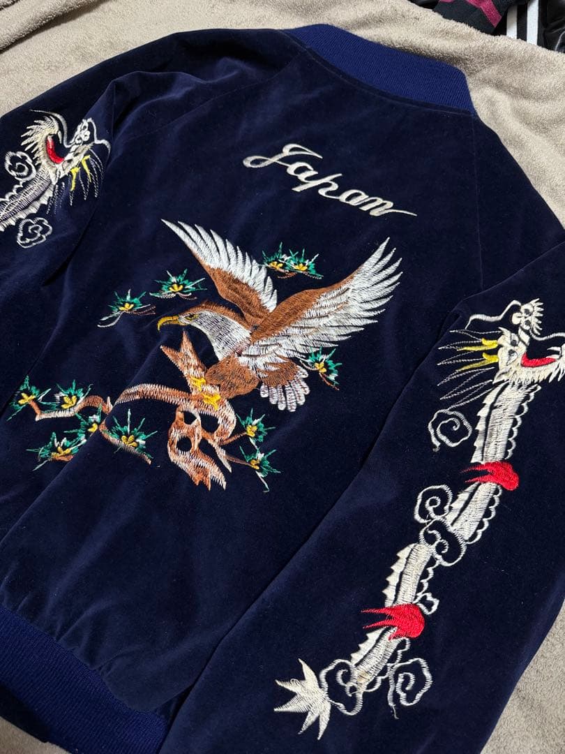別珍 Vintage 90s 日本限定 スカジャン 鷹 龍 unisex YKK