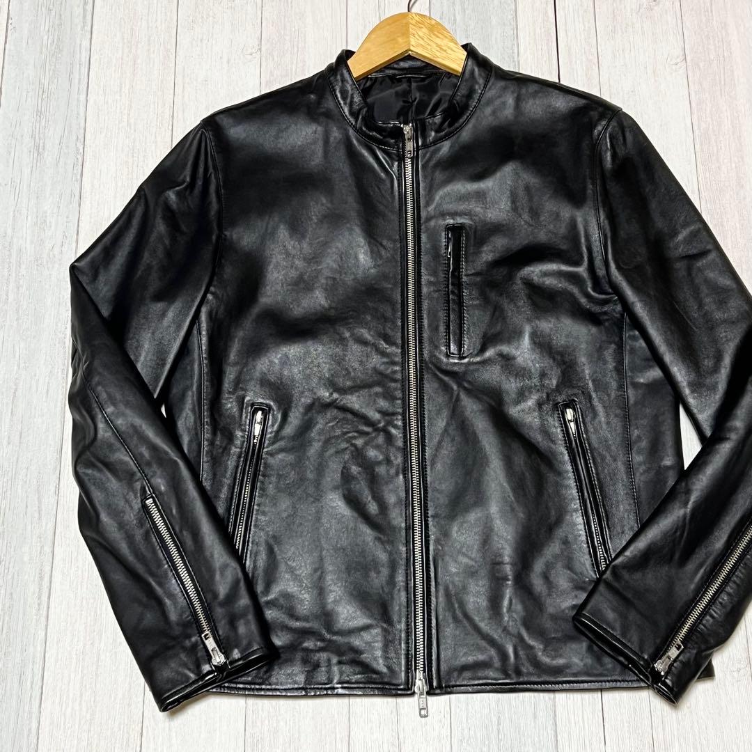 ジャーナルスタンダード　レザージャケット ノーカラー　シングルライダース　羊革
