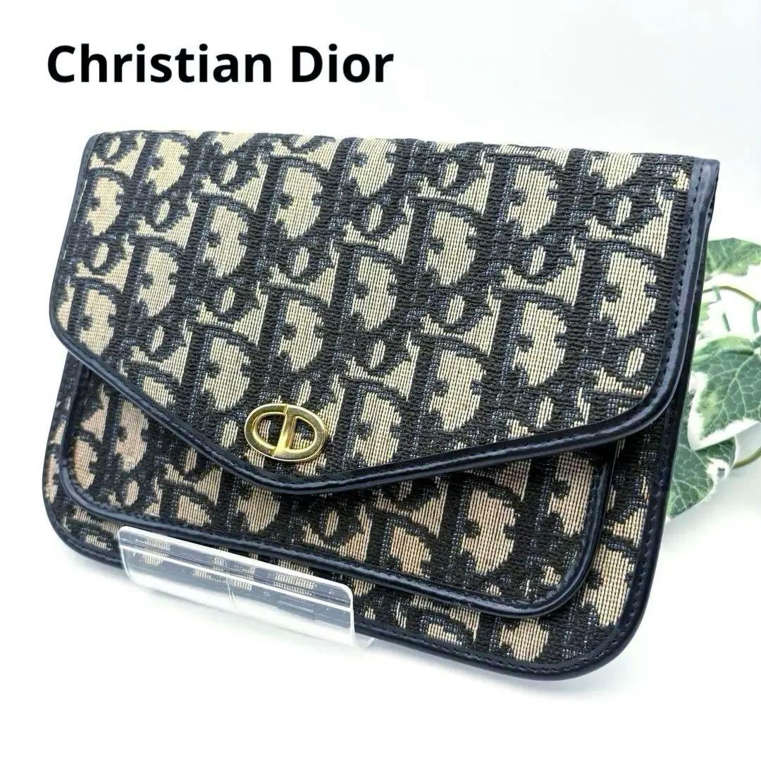 【希少】ディオール オールドトロッター柄 クラッチポーチ ヴィンテージ ネイビー