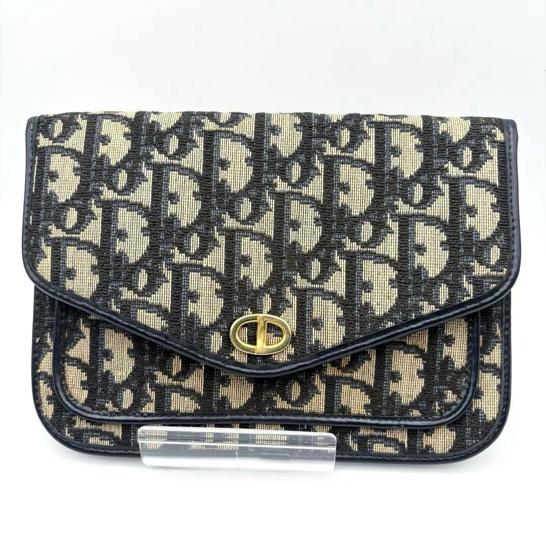 【希少】ディオール オールドトロッター柄 クラッチポーチ ヴィンテージ ネイビー