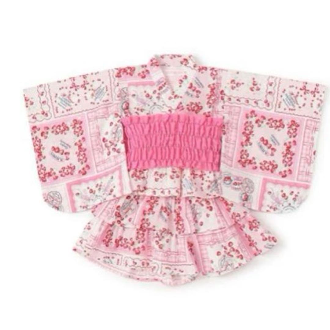 メゾピアノ いちごハンカチ柄　浴衣ドレス　100