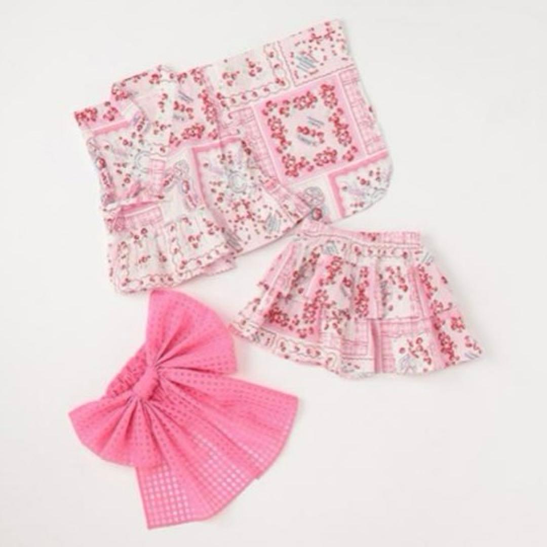 メゾピアノ いちごハンカチ柄　浴衣ドレス　100