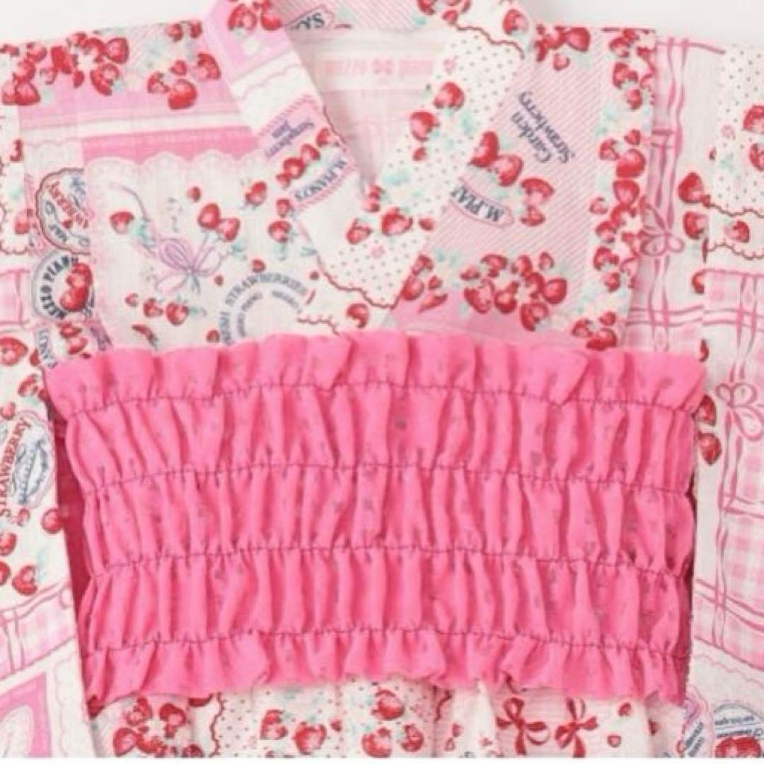 メゾピアノ いちごハンカチ柄　浴衣ドレス　100