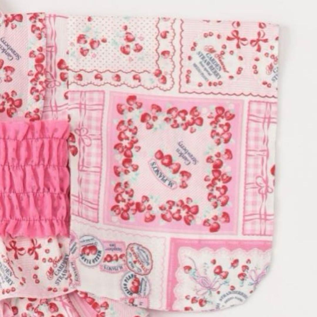 メゾピアノ いちごハンカチ柄　浴衣ドレス　100