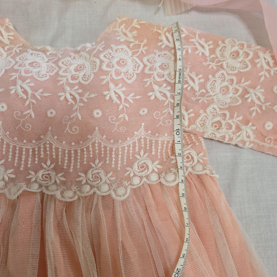 アンティークビスクドール　ドレス　フランスアンティーク　レースドレス　ボネ付き