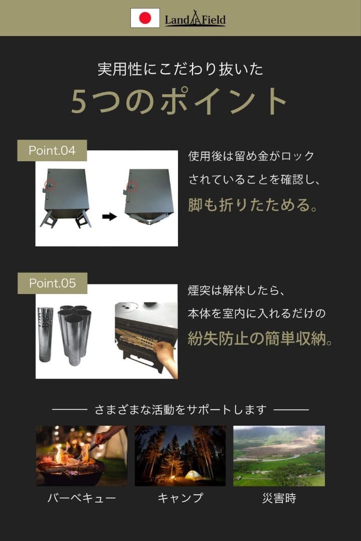 LandField 薪ストーブ　収納バッグ付き
